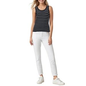 Three Dots Striped Sleeveless Knit Top Size Medium